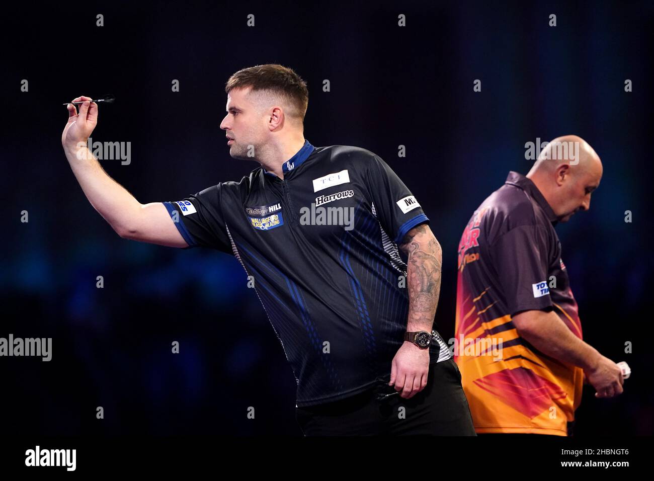 Luke Woodhouse in action against James Wilson during day six of the