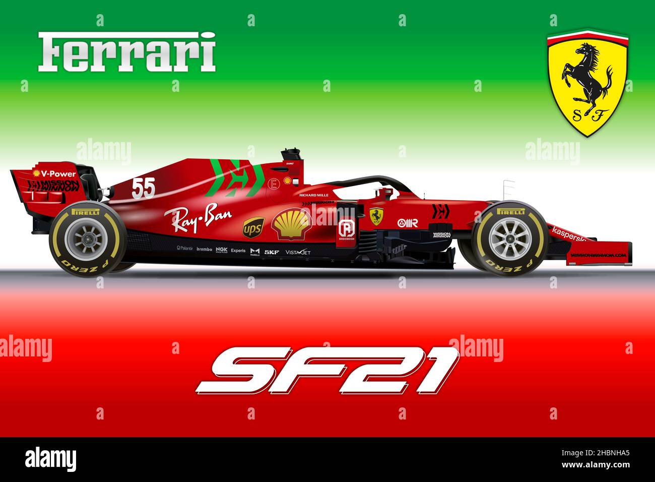 Italy, year 2021, Ferrari SF21 Formula One world championship, number