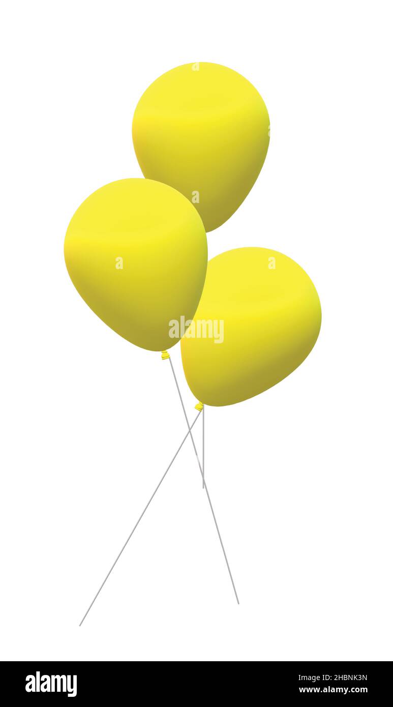 Solid Plain Yellow Colored Balloons Stock Vector