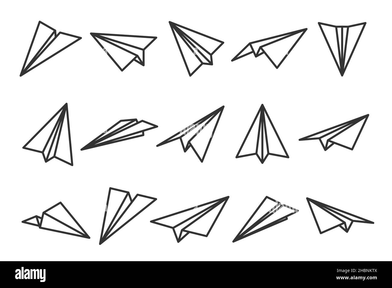Various hand drawn paper planes. Black doodle airplanes. Aircraft icon ...