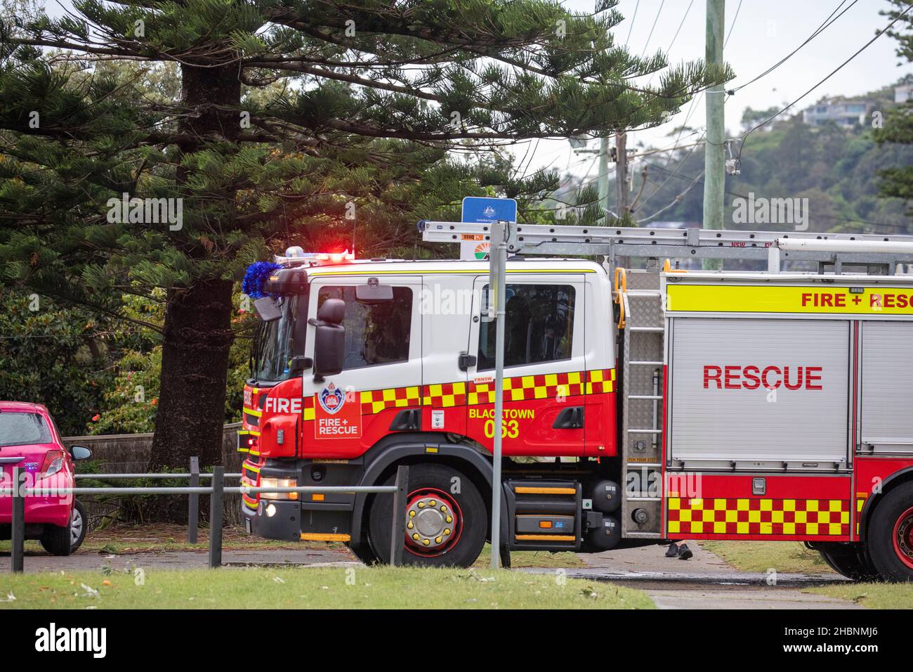 NSW Fire Brigade with Christmas decorations