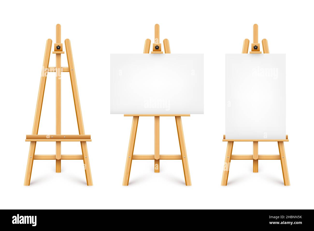 Realistic paint desk with blank white canvas. Wooden easel and a sheet of  drawing paper. Presentation board on a tripod. Artwork mockup, template  Stock Vector Image & Art - Alamy