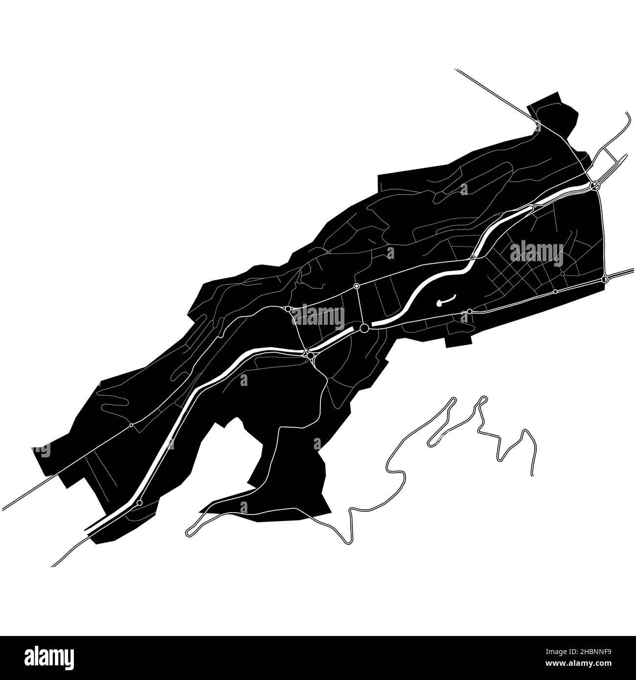 Andorra la Vella, Andorra, high resolution vector map with city