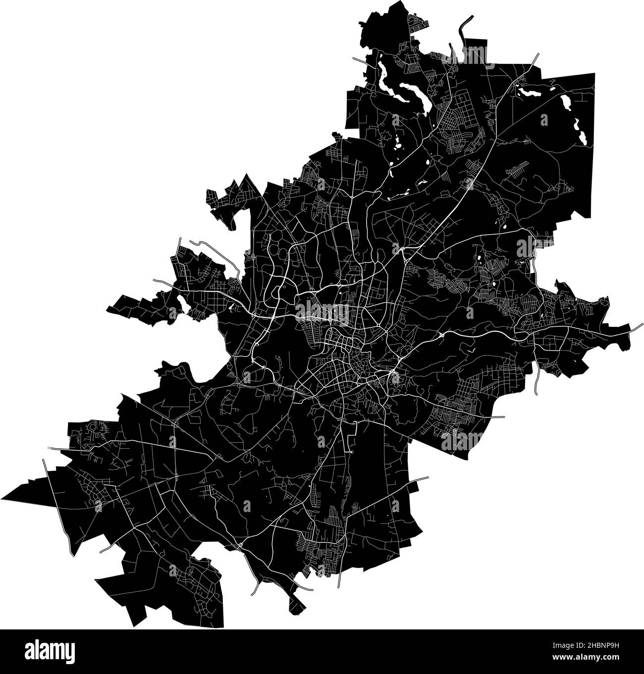 Vilnius, Lithuania, high resolution vector map with city boundaries, and editable paths. The city map was drawn with white areas and lines for main ro Stock Vector