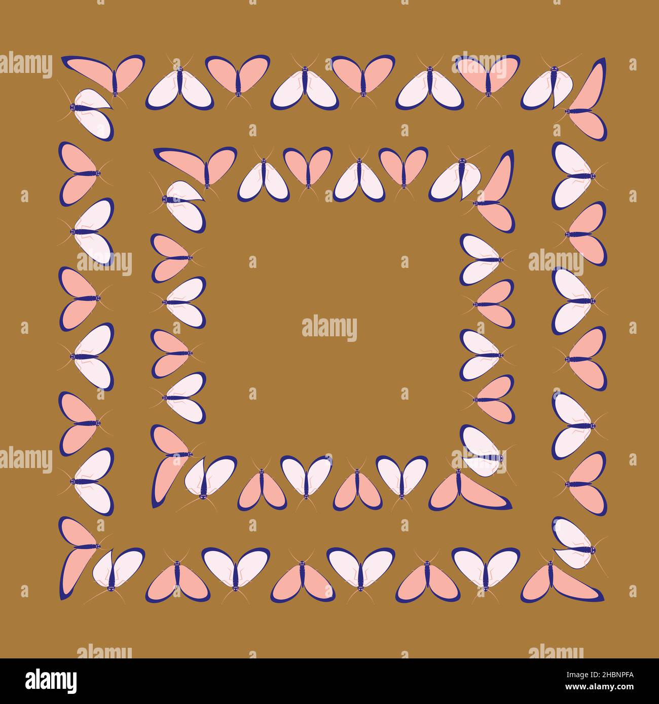 Frames on a square background - stylized moths - graphics. Flight, insects, butterflies, lightness, summer, spring, joy, fluttering. Design elements - Stock Vector