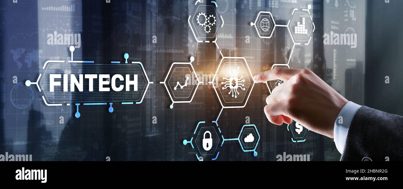 Fintech Investment Financial Technology Concept. 3D Virtual screen ...