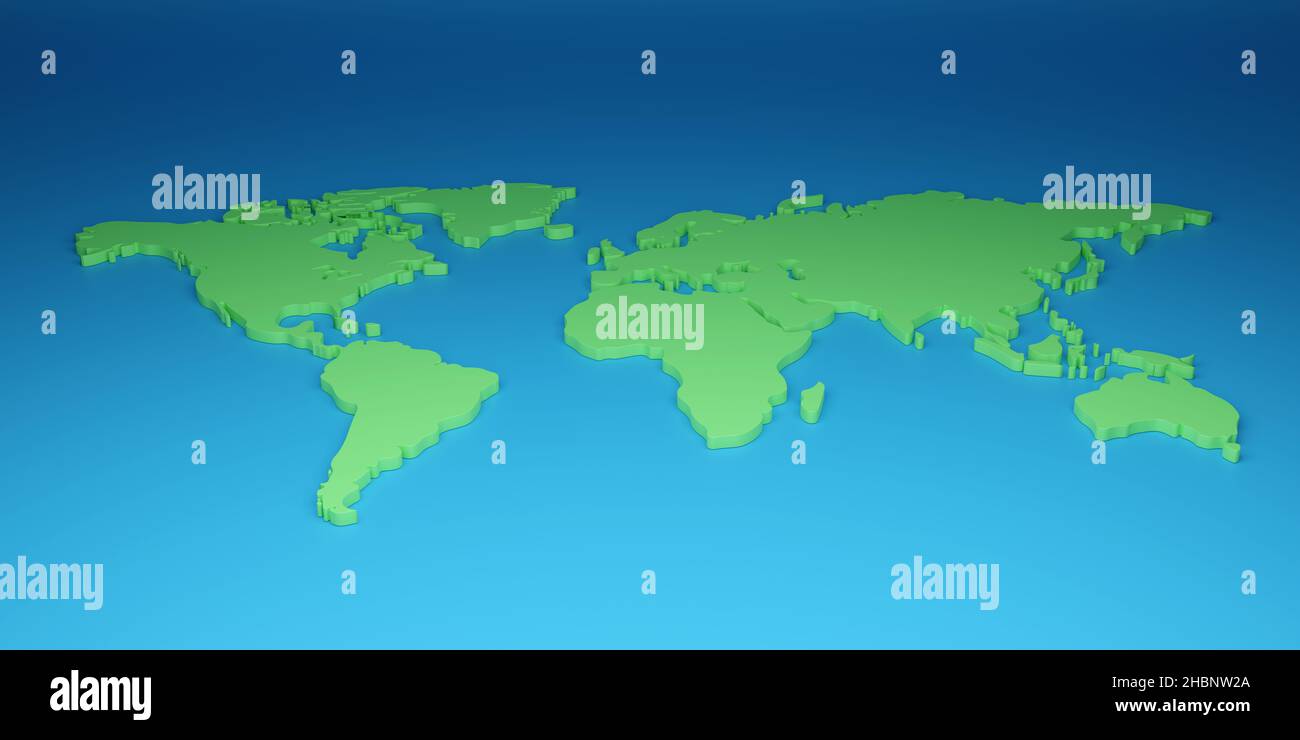 World map in three dimensions. 3d illustration Stock Photo - Alamy