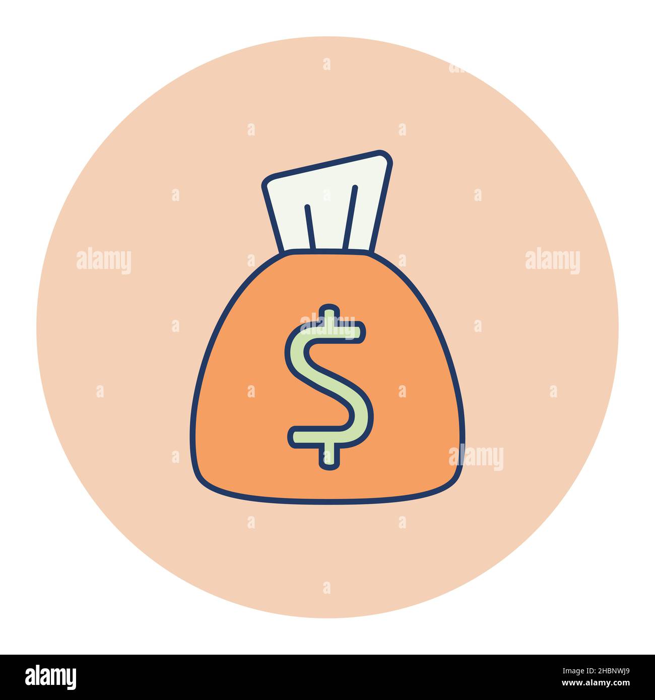 Money Bag outline flat icon vector. Finances sign. Graph symbol for ...