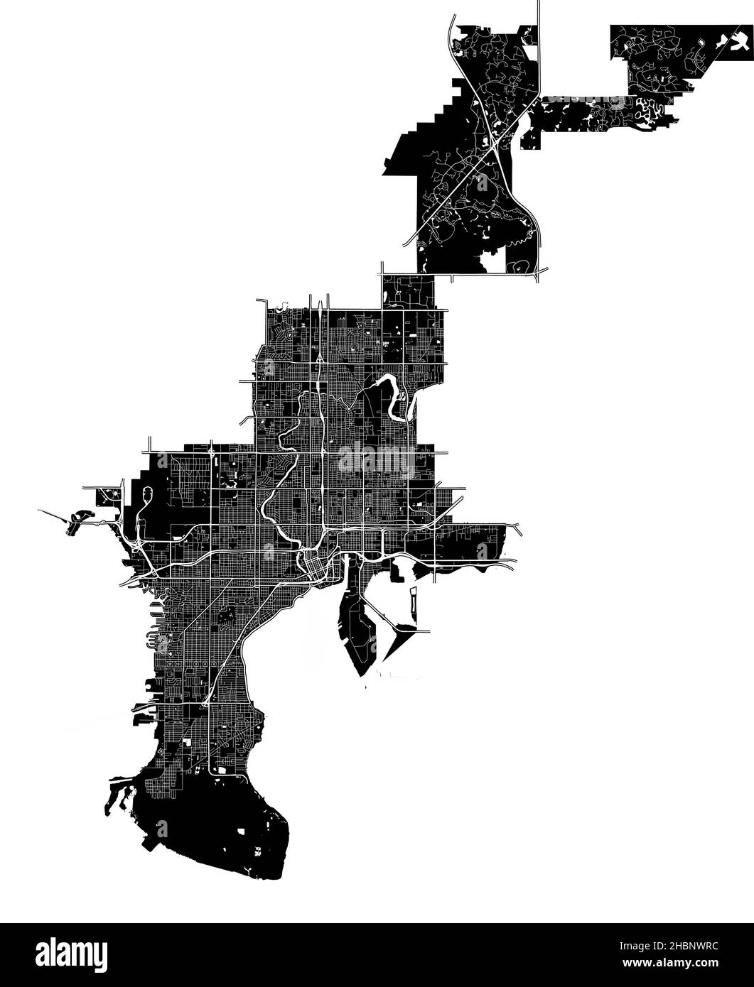 City Of Tampa Map Boundary Urban Vector City Map Of Tampa, Florida, United States Of America Stock  Vector Image & Art - Alamy