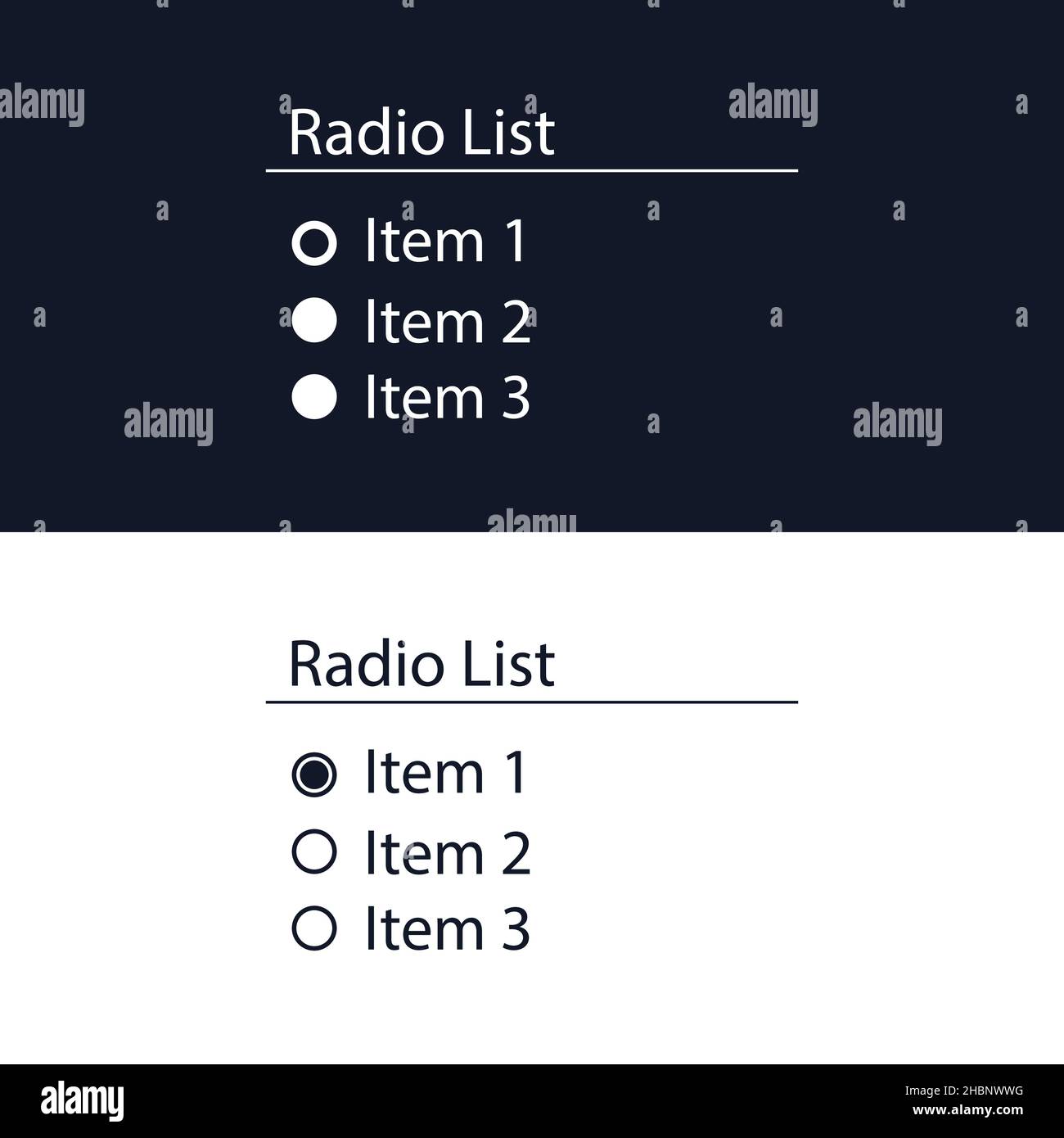 Radio list is an HTML element of the website template. User interface for  the website and application. Vector illustration Stock Vector Image & Art -  Alamy