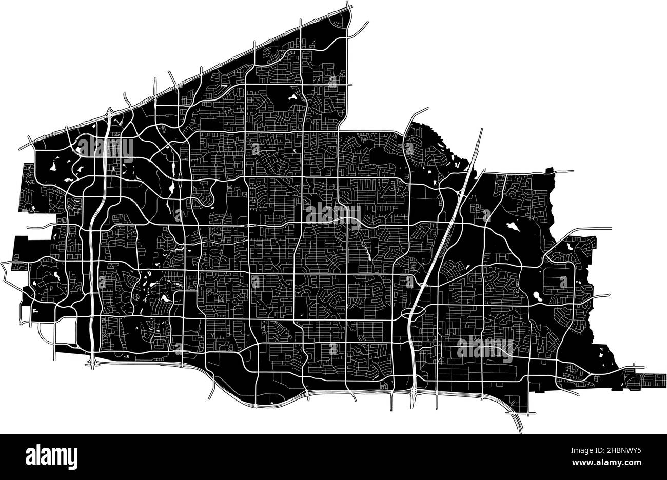 Plano, Texas, United States, high resolution vector map with city boundaries, and editable paths