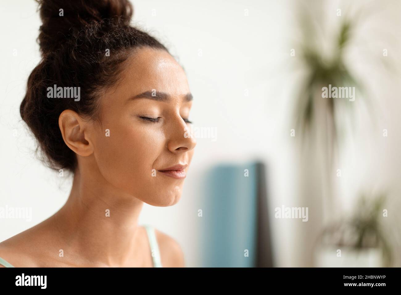 Profile of a beautiful girl closeup Stock Photo