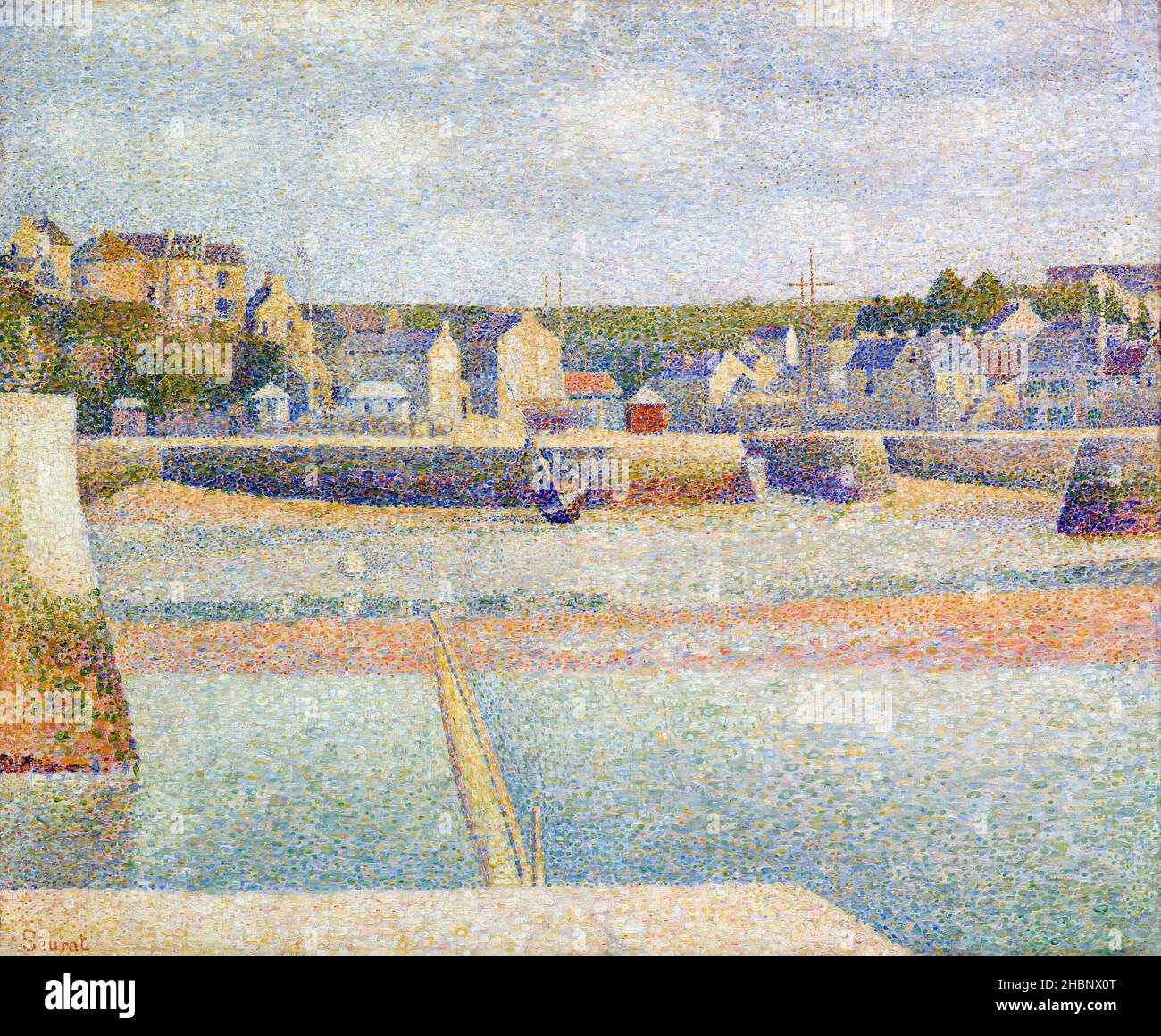 Georges Seurat - The Outer Harbor (1888) famous painting. Stock Photo