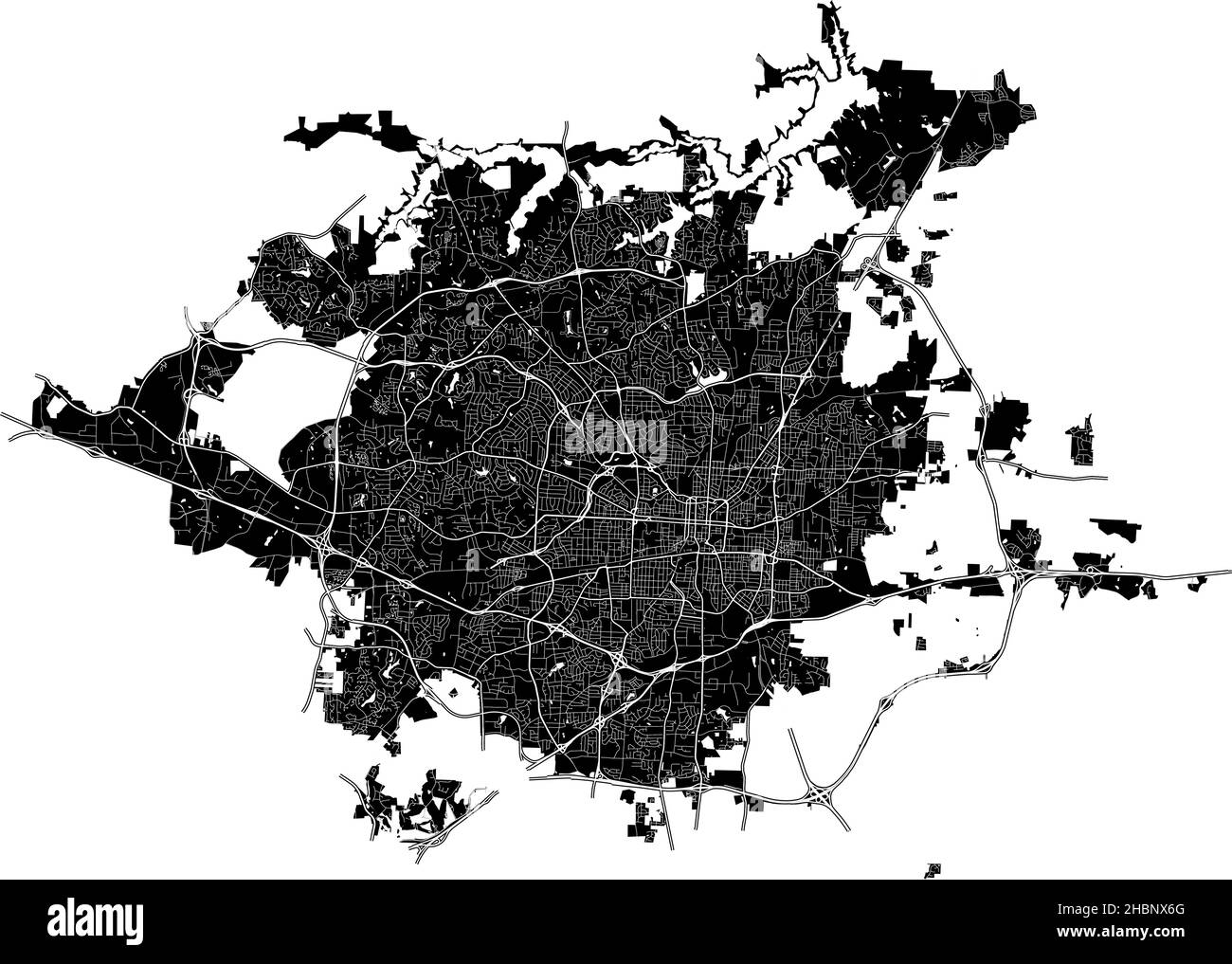 Greensboro, North Carolina, United States, high resolution vector map with city boundaries, and