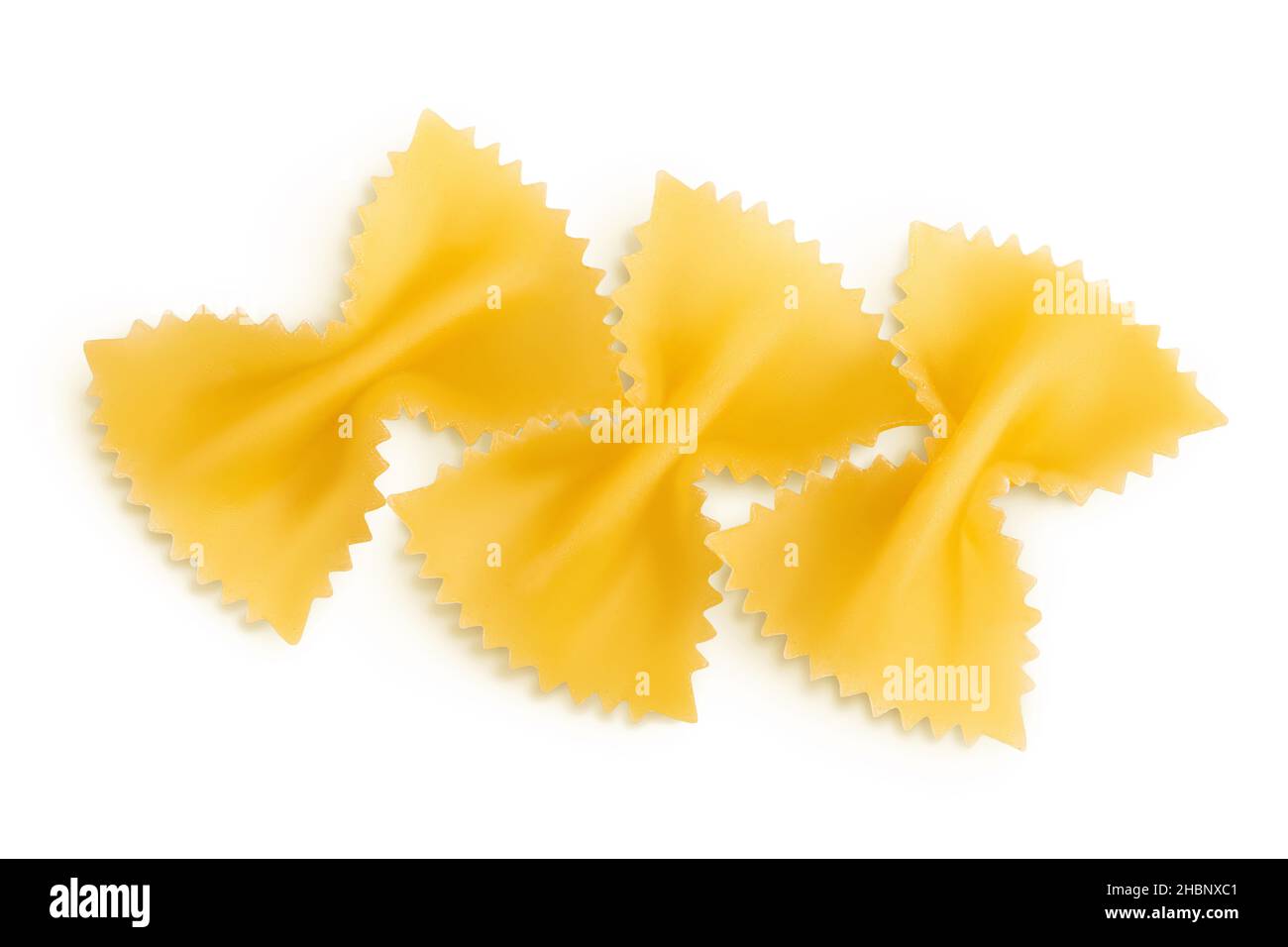 Bow tie pasta isolated on white background with clipping path and full