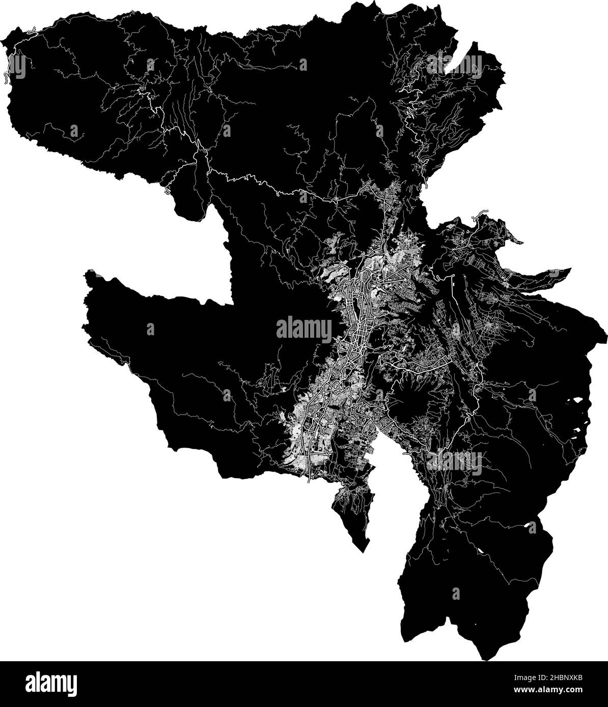 Quito, Ecuador, high resolution vector map with city boundaries, and