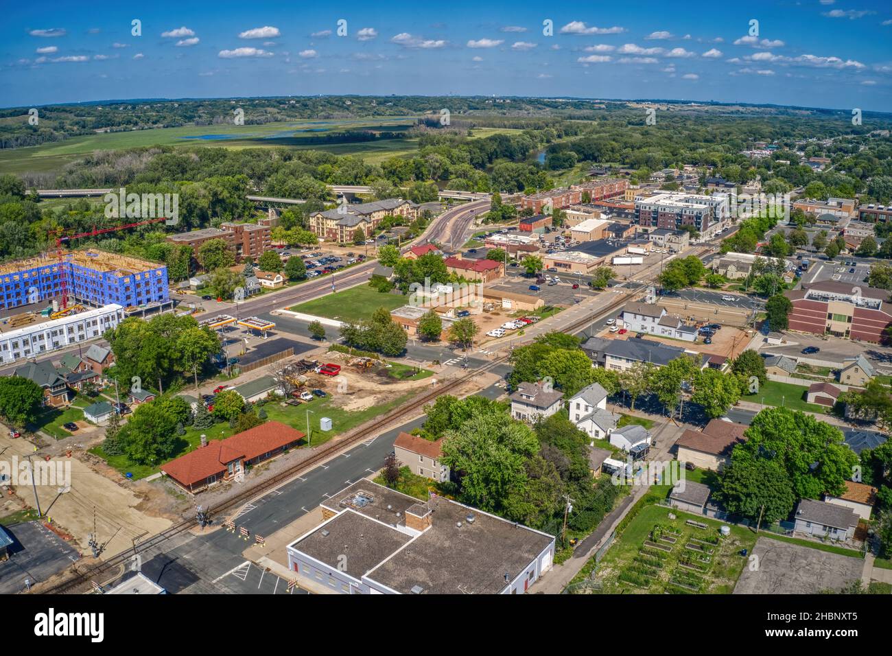 An aerial view of the Twin Cities far Outer Suburb of Shakopee