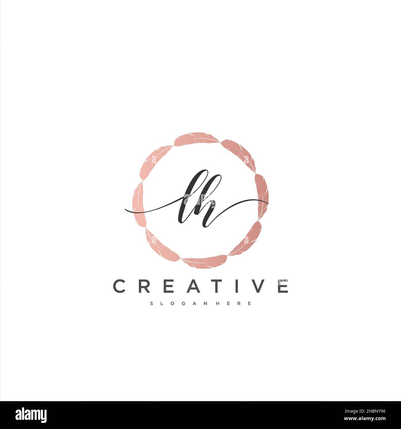 LH Initial handwriting minimalist geometric logo template vector art, Logo for business beauty, fashion, and other art Stock Vector