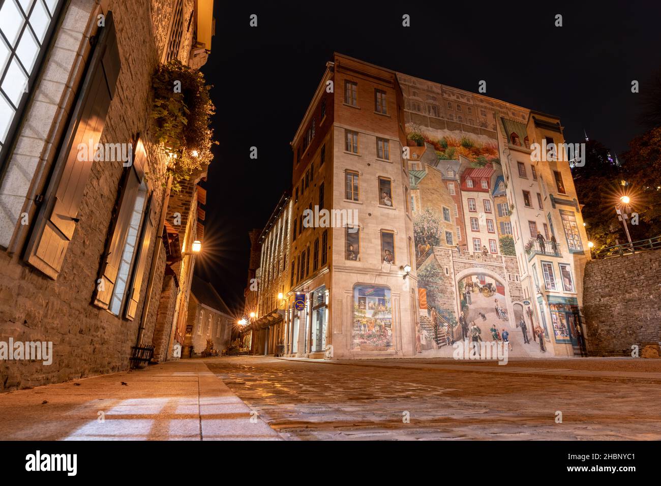 Quebec, Canada October 18 2021 Fresco Wall Art in the Quebec City