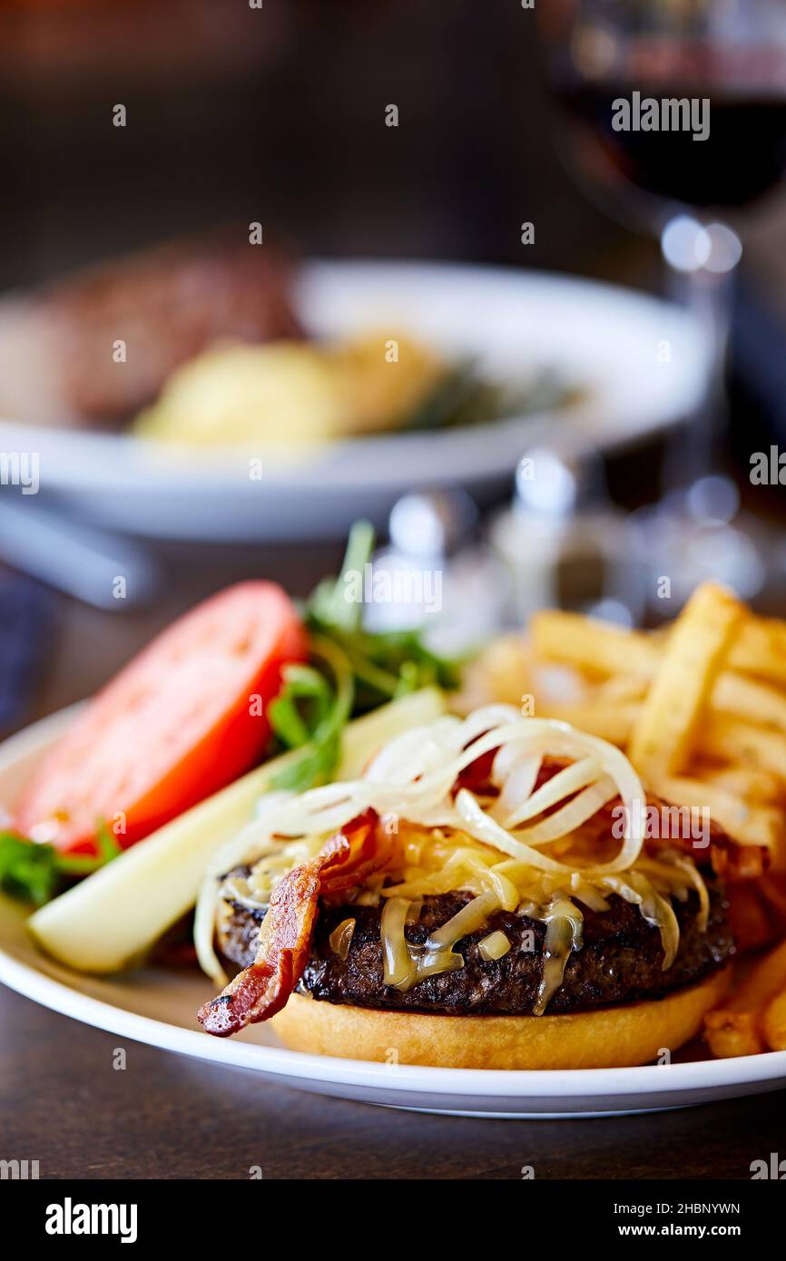 Cheese Burger with Bacon Stock Photo - Alamy