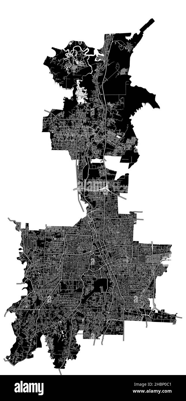 Medan, Indonesia, high resolution vector map with city boundaries, and editable paths. The city map was drawn with white areas and lines for main road Stock Vector