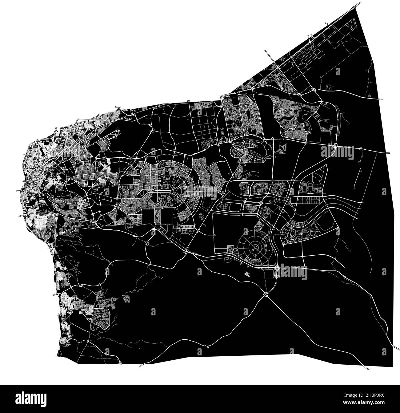 Cairo, Egypt, high resolution vector map with city boundaries, and editable paths. The city map was drawn with white areas and lines for main roads, s Stock Vector