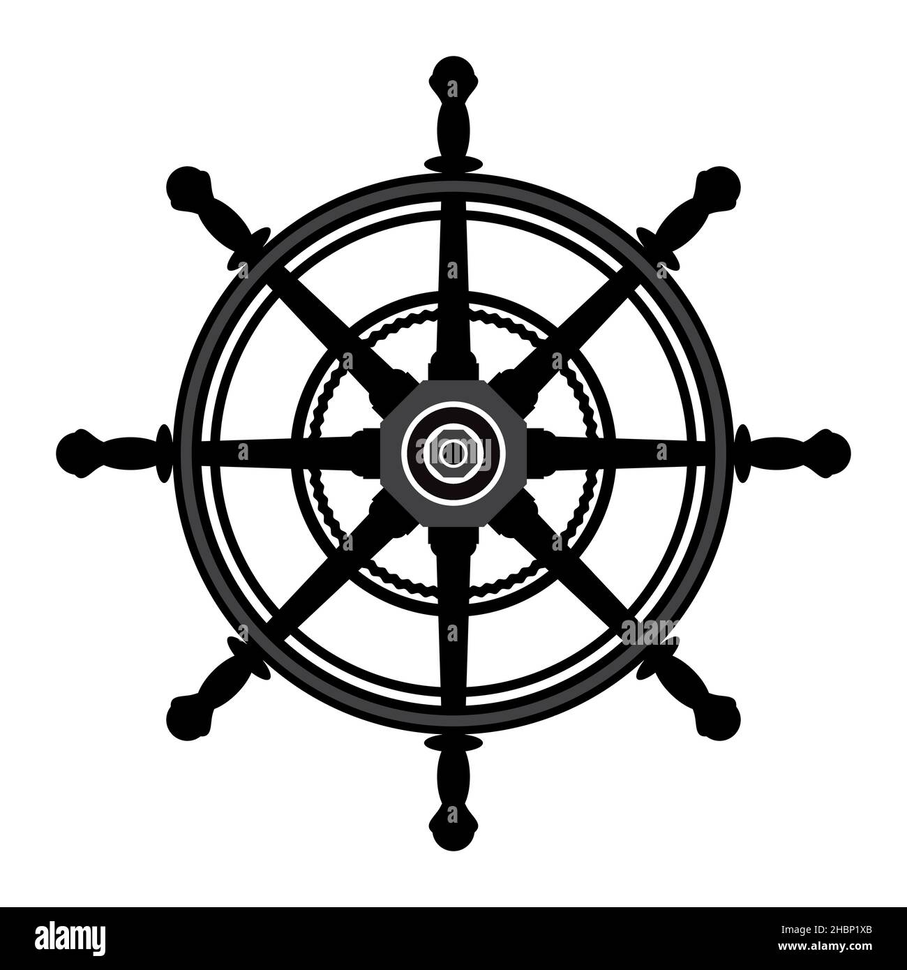 Control Rudder Icon Isolated on White Background. Ship Steering Wheel Concept. Nautical Design