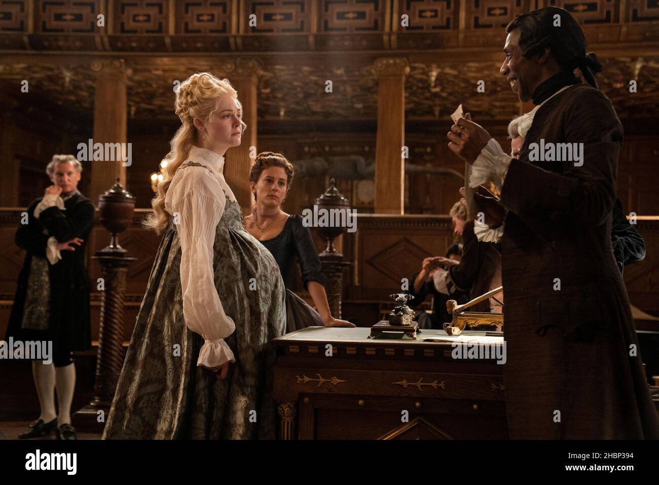 THE GREAT, from left: Elle Fanning, Phoebe Fox, Dempsey Bovell, Stapler