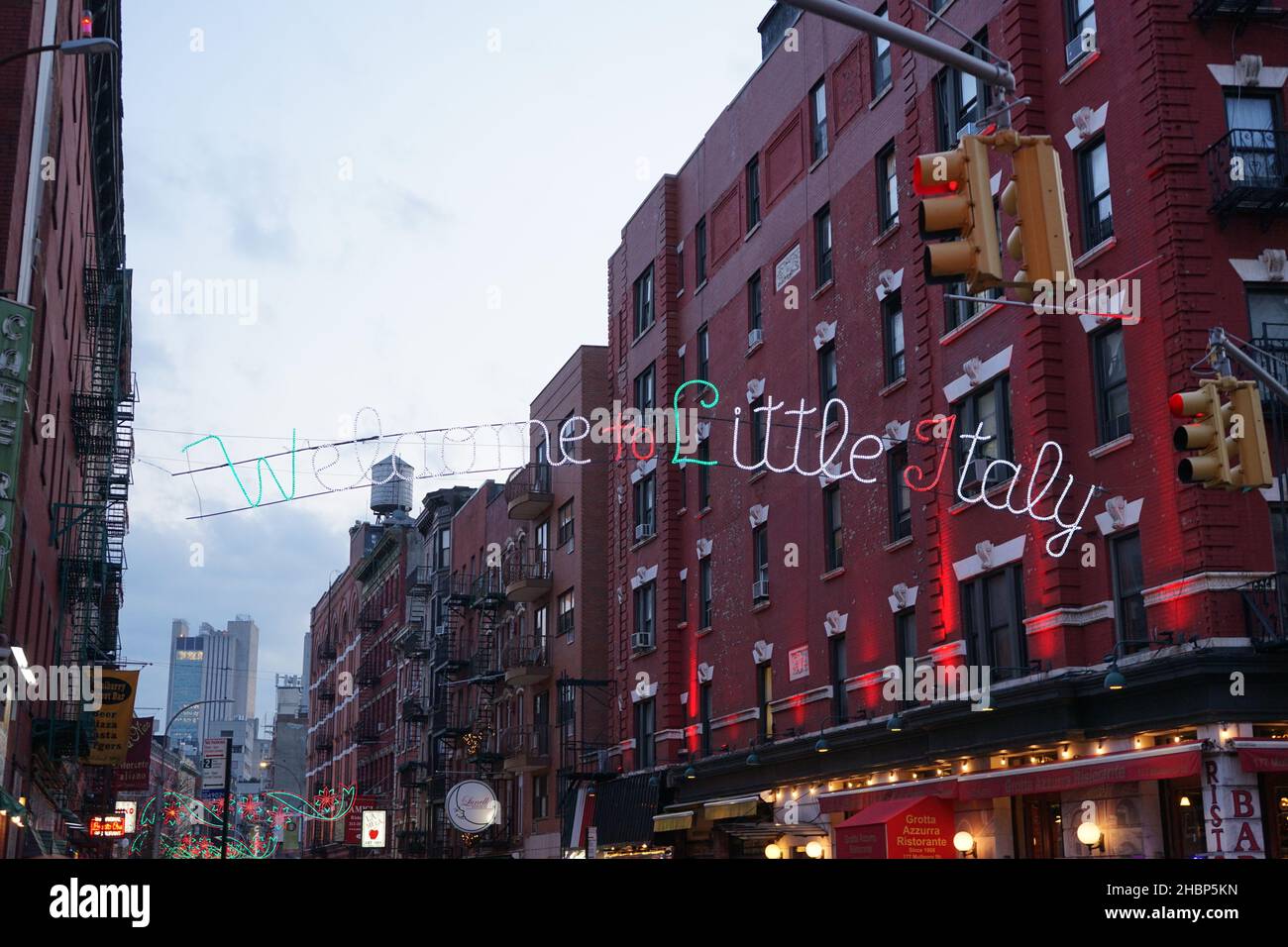 NEW YORK CITY, UNITED STATES - Feb 18, 2019: A sign 'Welcome to Little Italy' on the street in New York City, USA Stock Photo