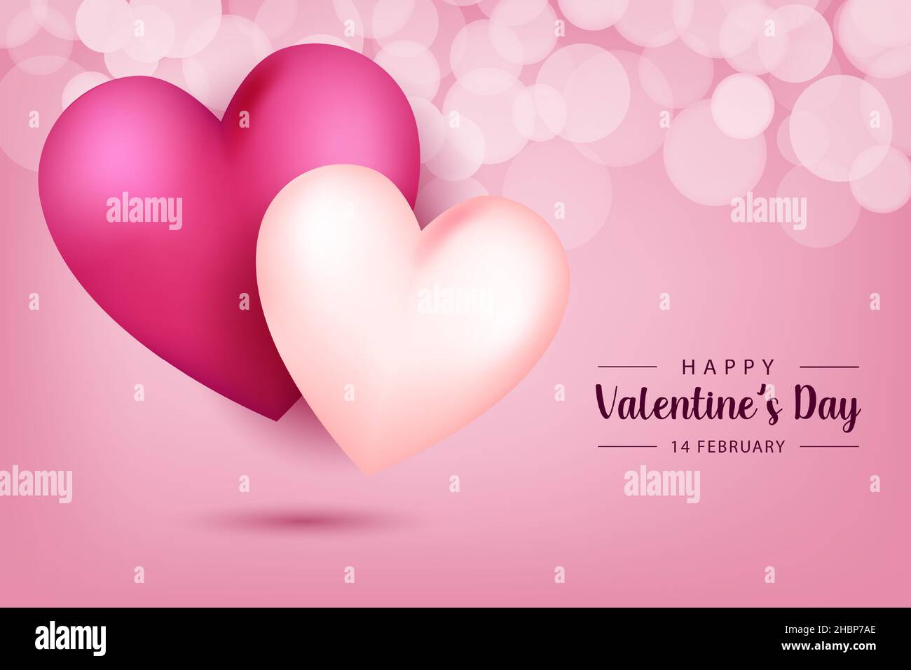 Lovely happy valentines day background with realistic hearts style ...
