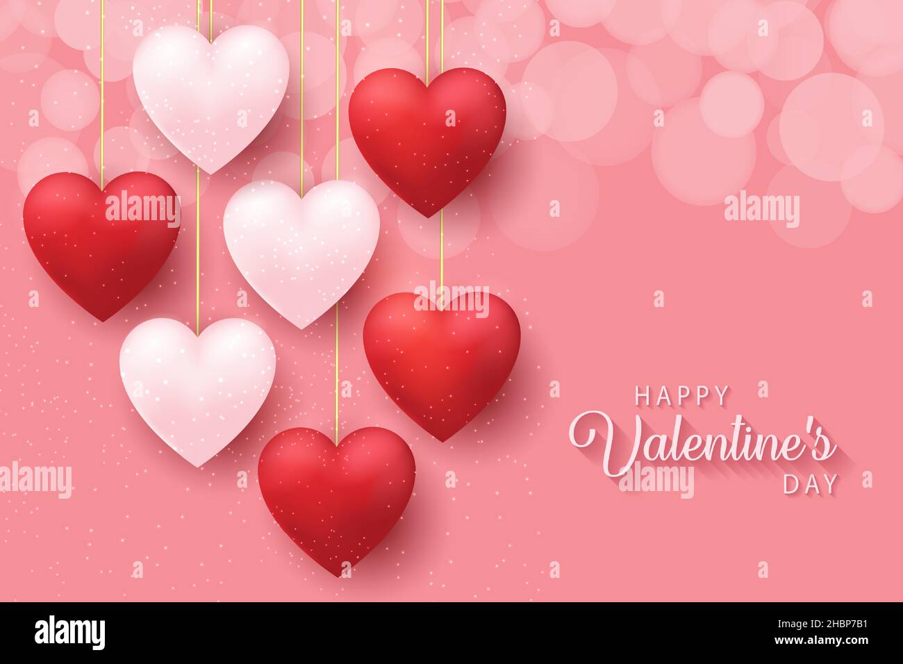 Lovely happy valentines day background with realistic hearts style ...