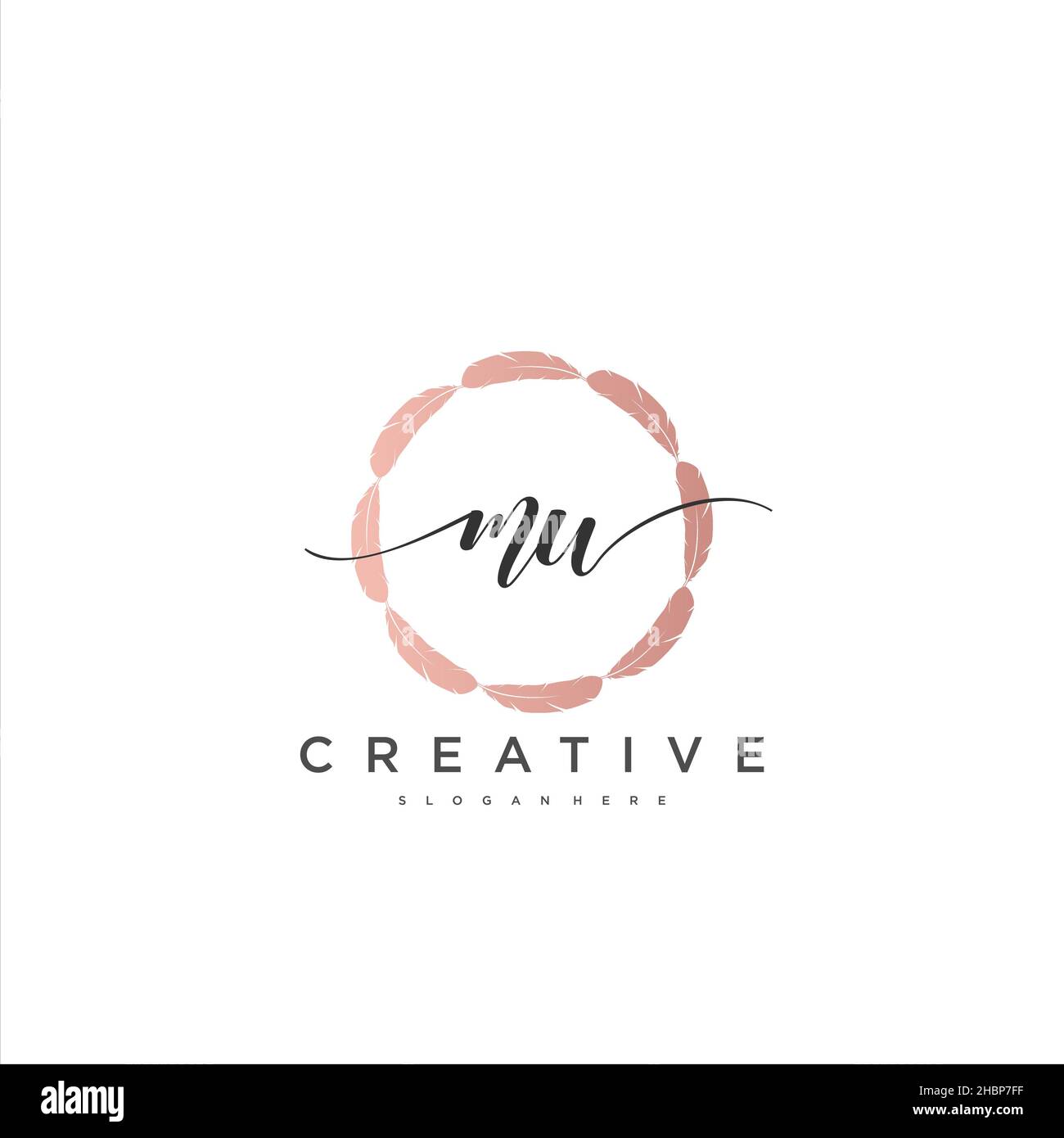 MW Initial handwriting minimalist geometric logo template vector art ...