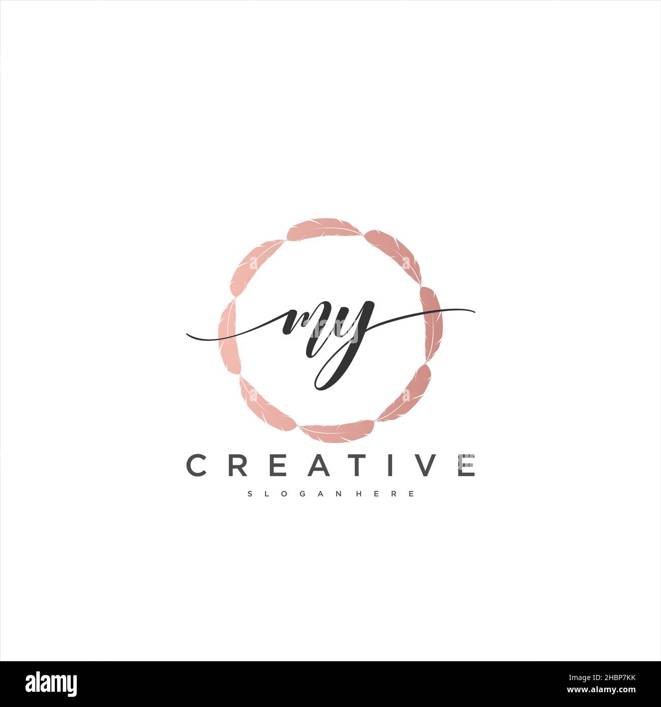 MY Initial handwriting minimalist geometric logo template vector art ...