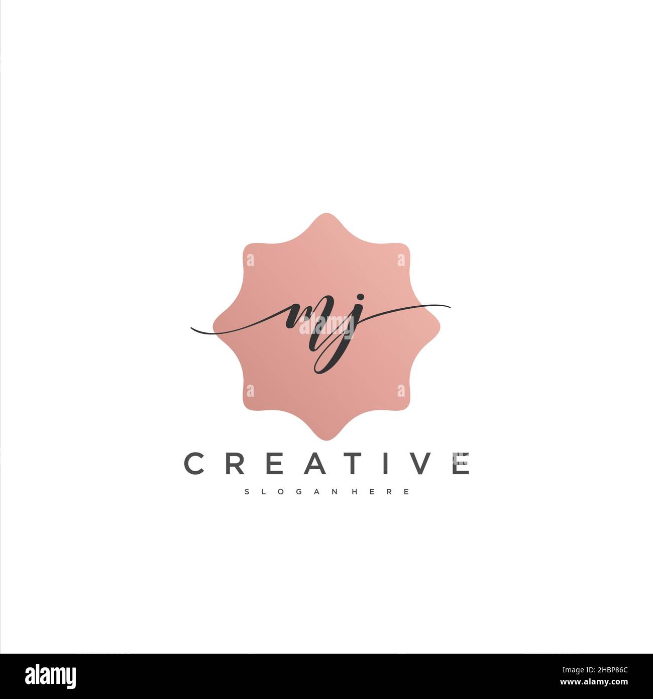 MJ Initial handwriting minimalist geometric logo template vector art, Logo for business beauty, fashion, and other art Stock Vector