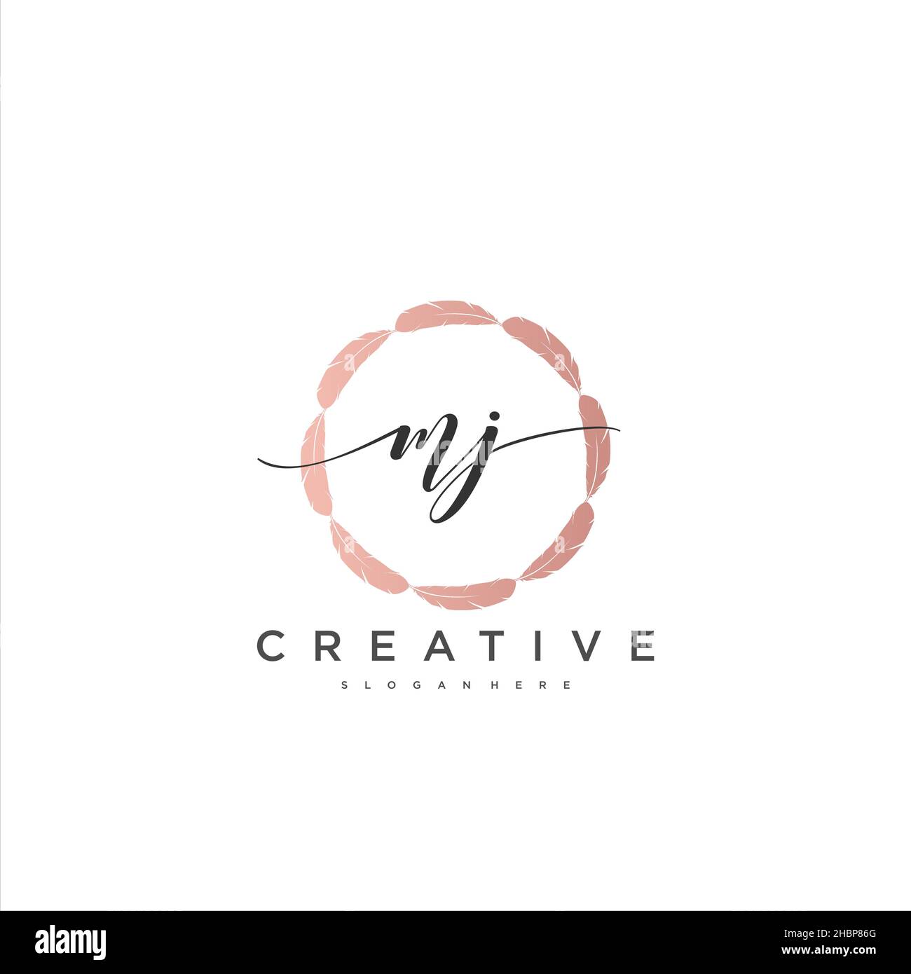 MJ Initial handwriting minimalist geometric logo template vector art, Logo for business beauty, fashion, and other art Stock Vector