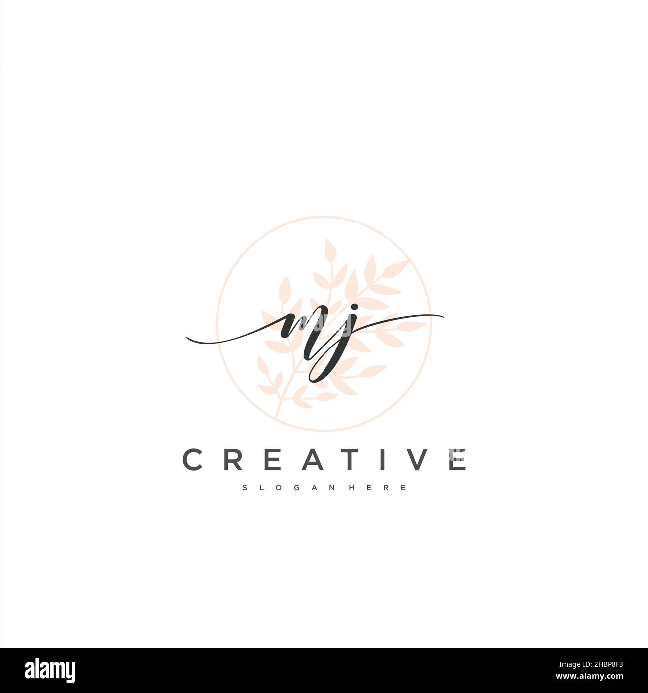 MJ Initial handwriting minimalist geometric logo template vector art, Logo for business beauty, fashion, and other art Stock Vector