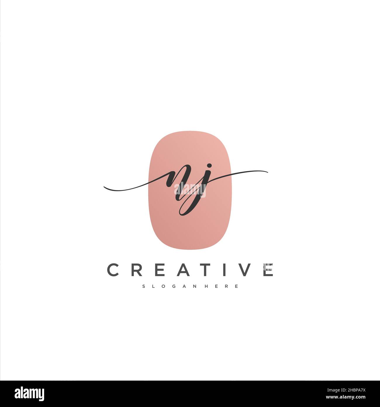 NJ Initial handwriting minimalist geometric logo template vector art ...