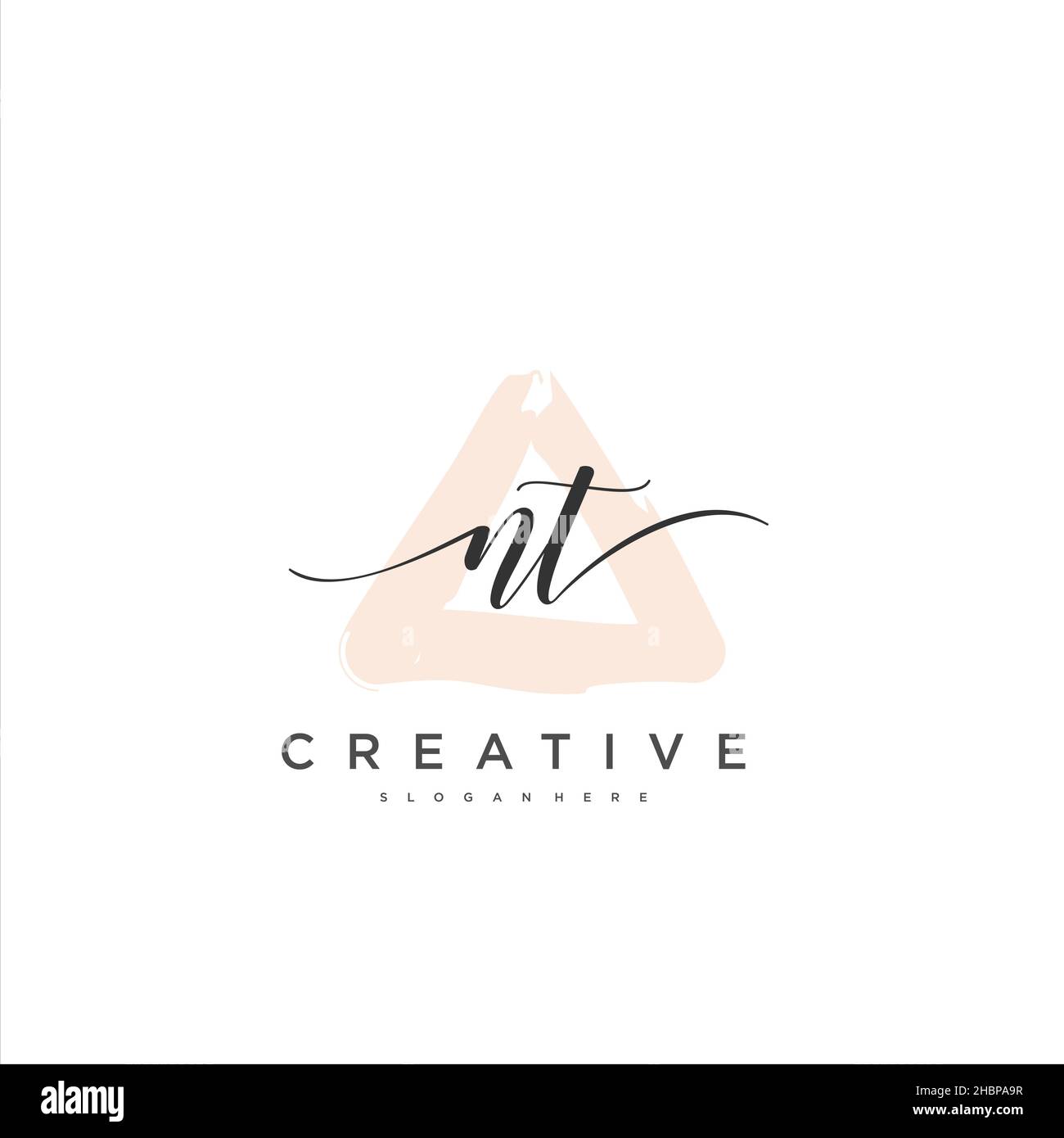 NT Initial handwriting minimalist geometric logo template vector art, Logo for business beauty, fashion, and other art Stock Vector