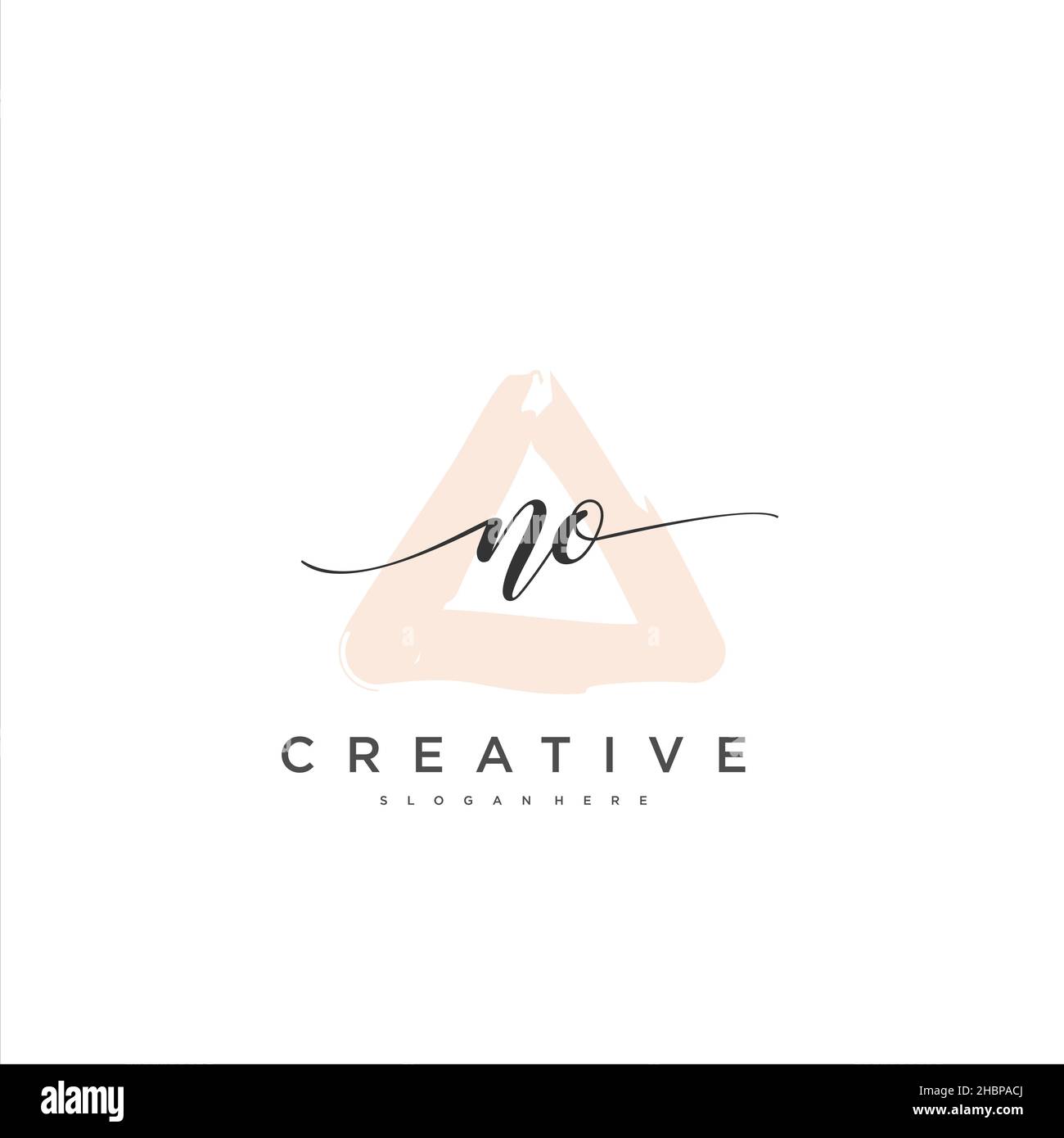 NO Initial handwriting minimalist geometric logo template vector art ...