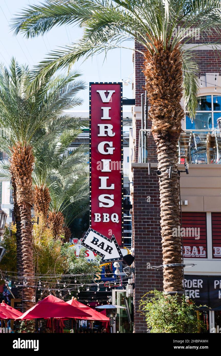 Las Vegas, Nevada, USA - November 29, 2021: Virgil's Real BBQ Restaurant Sign Stock Photo