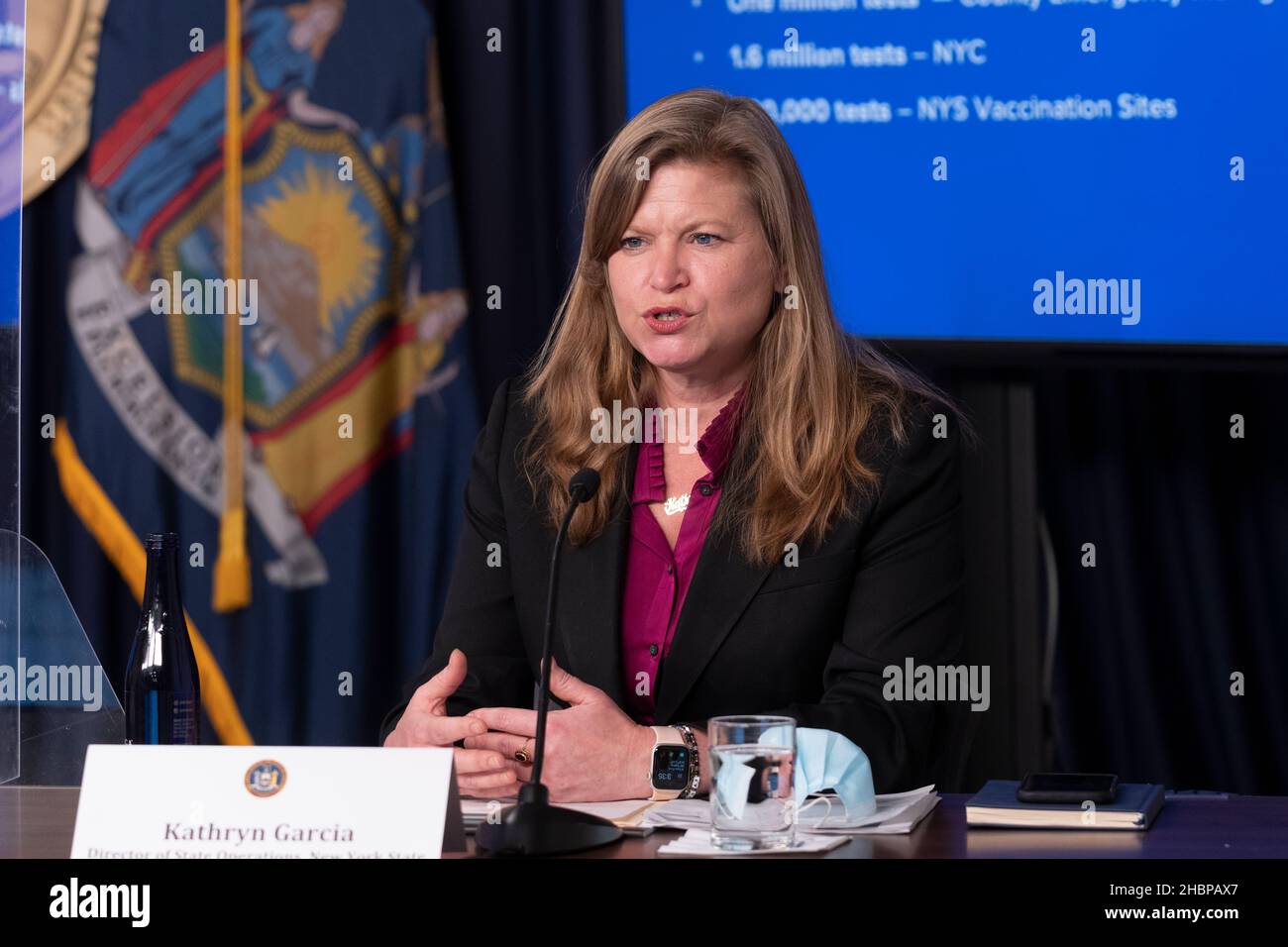 New York, NY December 20, 2021 Kathryn Garcia speaks during New York