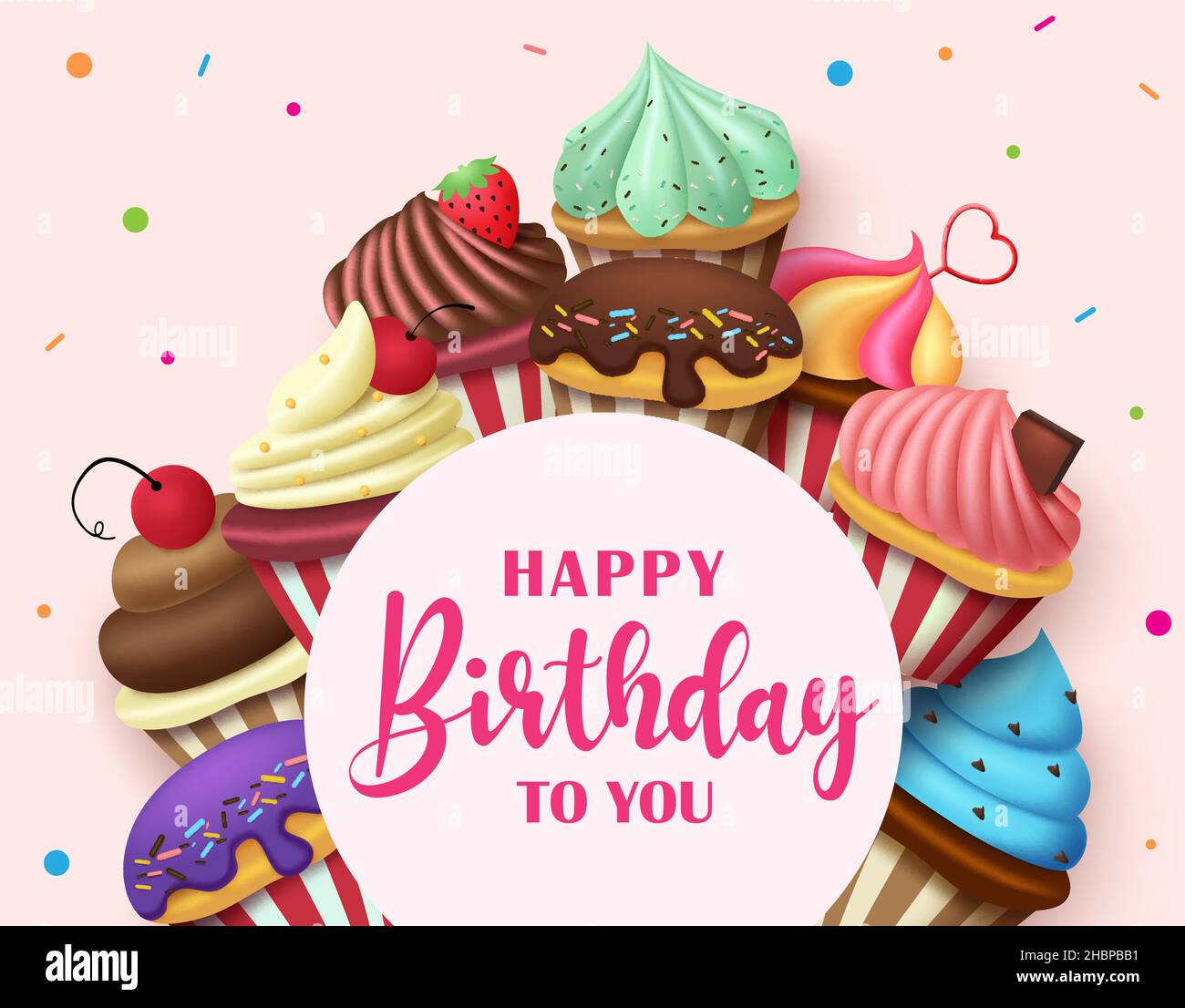 Birthday greeting vector template design. Happy birthday to you text in ...