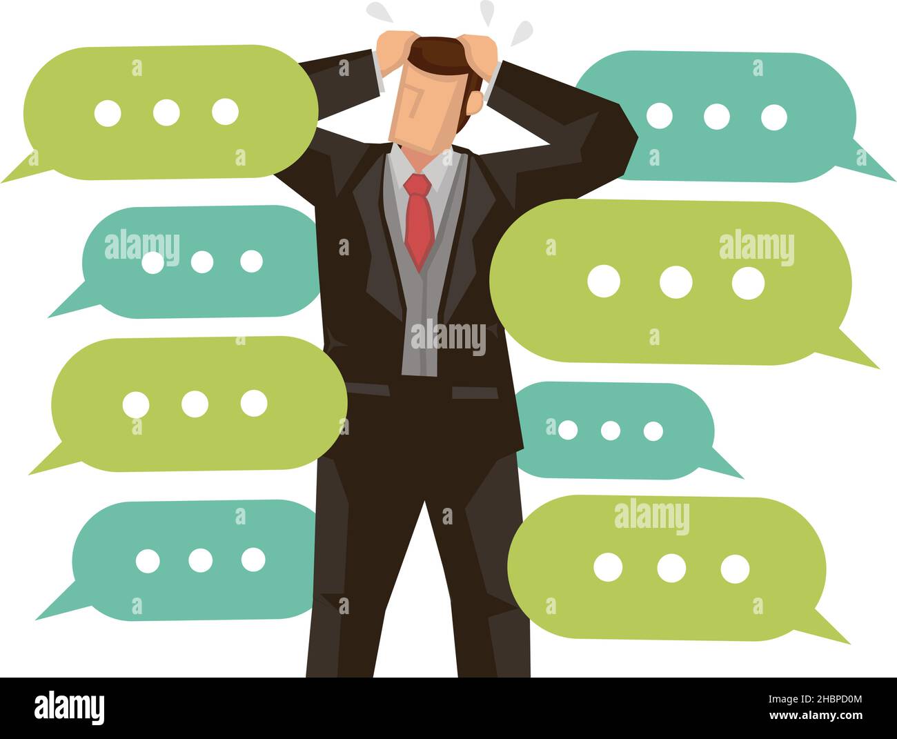 Businessman gets cyberbully from the social media Internet. Concept of ...
