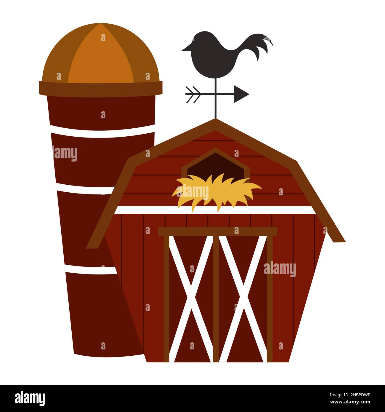 Vector illustration of a barn and a granary. isolated on a white background Stock Vector