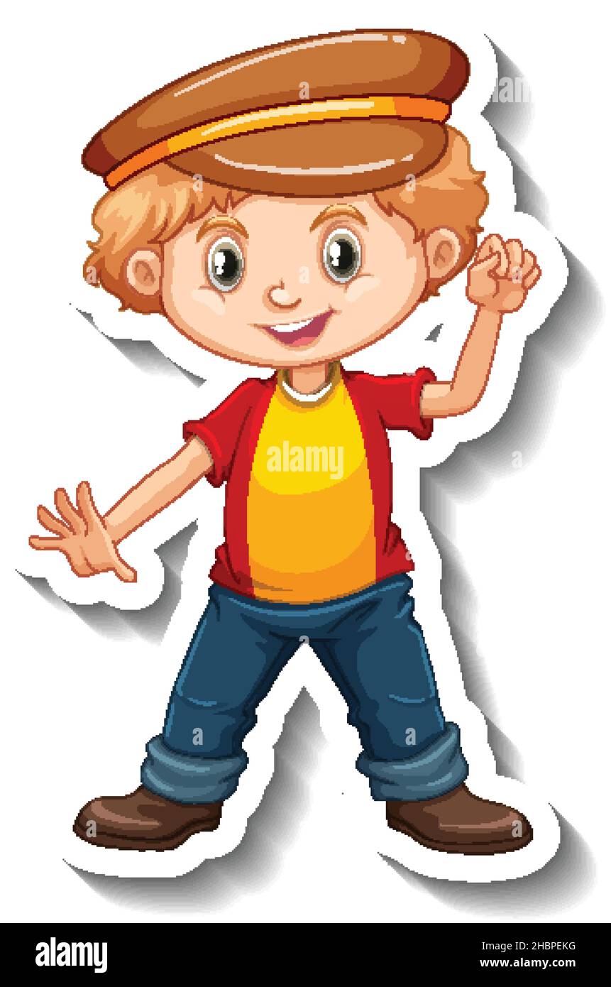 Cute boy wears cap cartoon character illustration Stock Vector Image ...