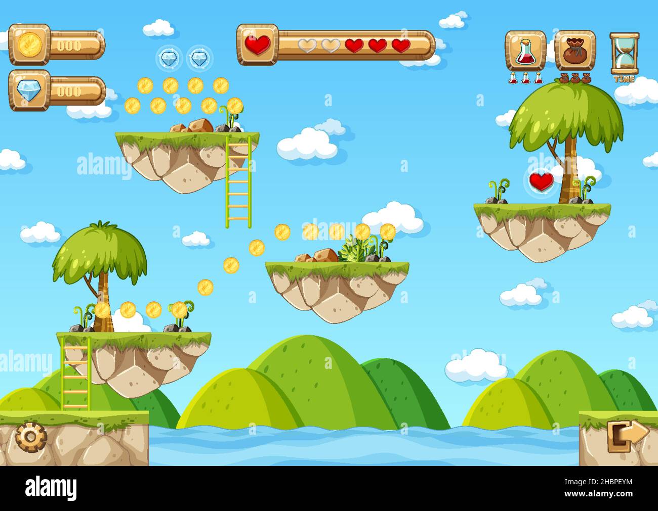 Game Template Nature Forest Scene illustration Stock Vector Image & Art ...