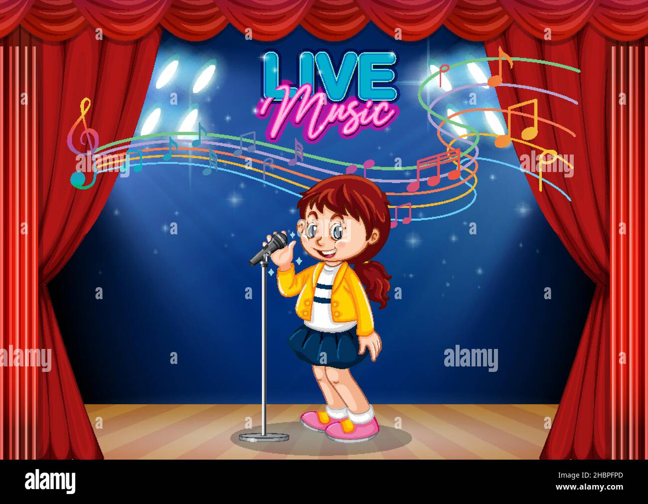 Little Girl Performing Singing illustration Stock Vector Image & Art