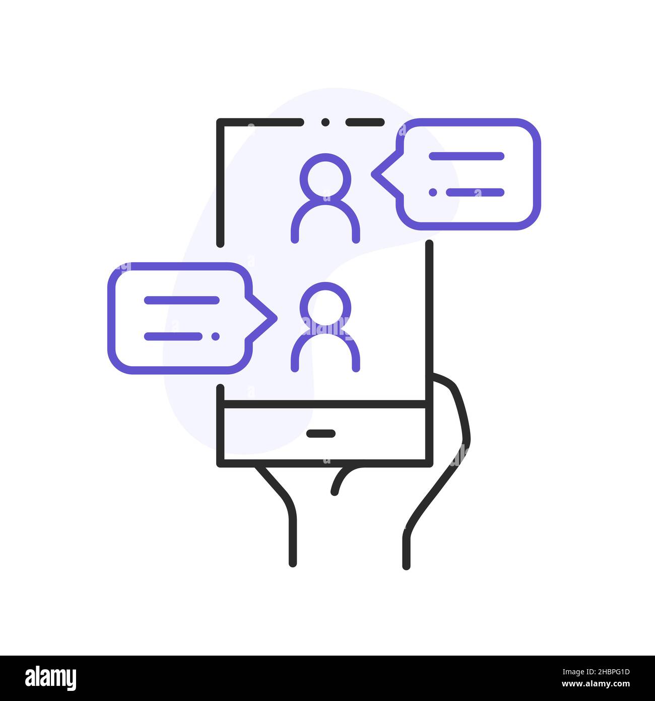 online meeting related line icon Stock Vector