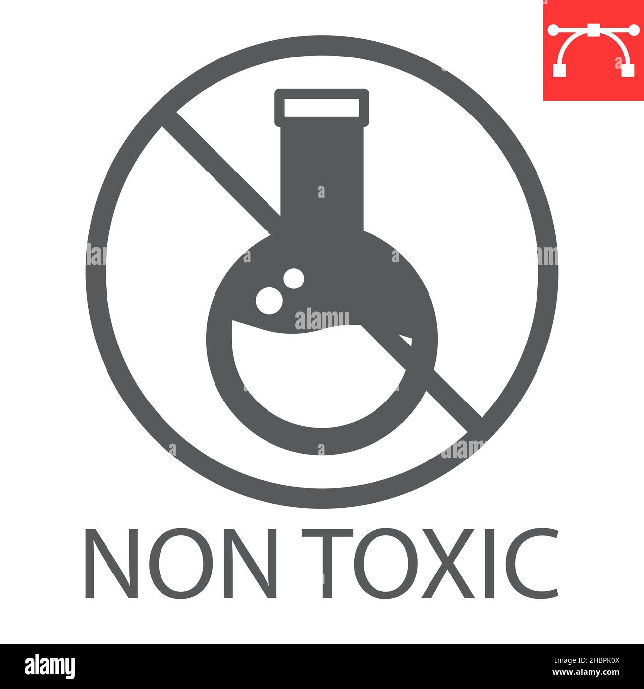 Non toxic line icon, product and natural, chemicals free vector