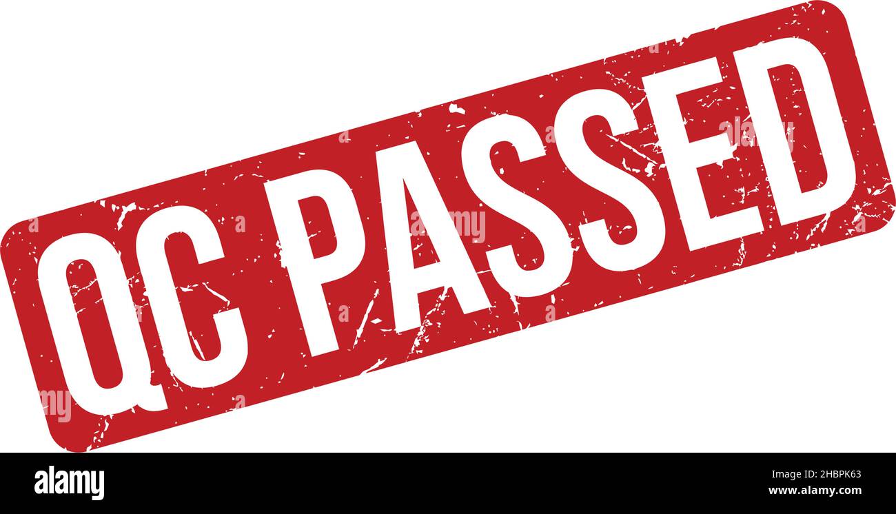 QC Passed Rubber Stamp. Red QC Passed Rubber Grunge Stamp Seal Vector
